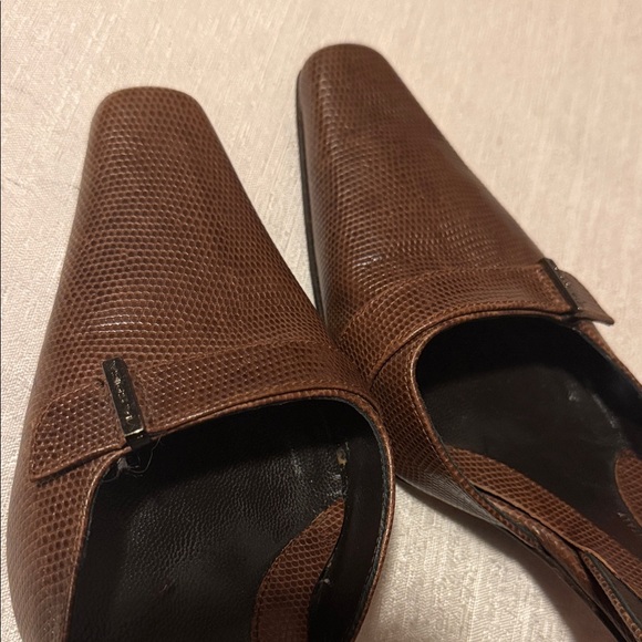 Via Spiga Women’s Italian Made Lizard Embossed Chocolate Slingback Heel Size 8.5 - Picture 9 of 11